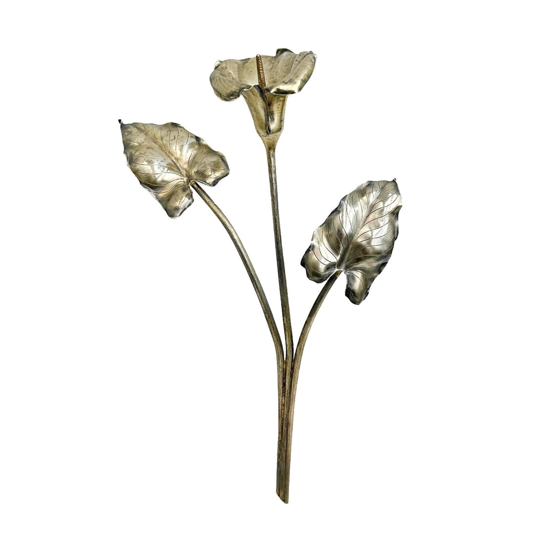 Tiffany & Co Gilt Sterling Silver 12 inch Calla Lily Flower Study: Tiffany & Co Gilt Sterling Silver calla lily Flower Study. Depicts a calla lily, marked to the base Tiffany & Co Sterling Portugal Weight: Approx. 5.6 ozt Measurements: Approx. 12 inches length Condit