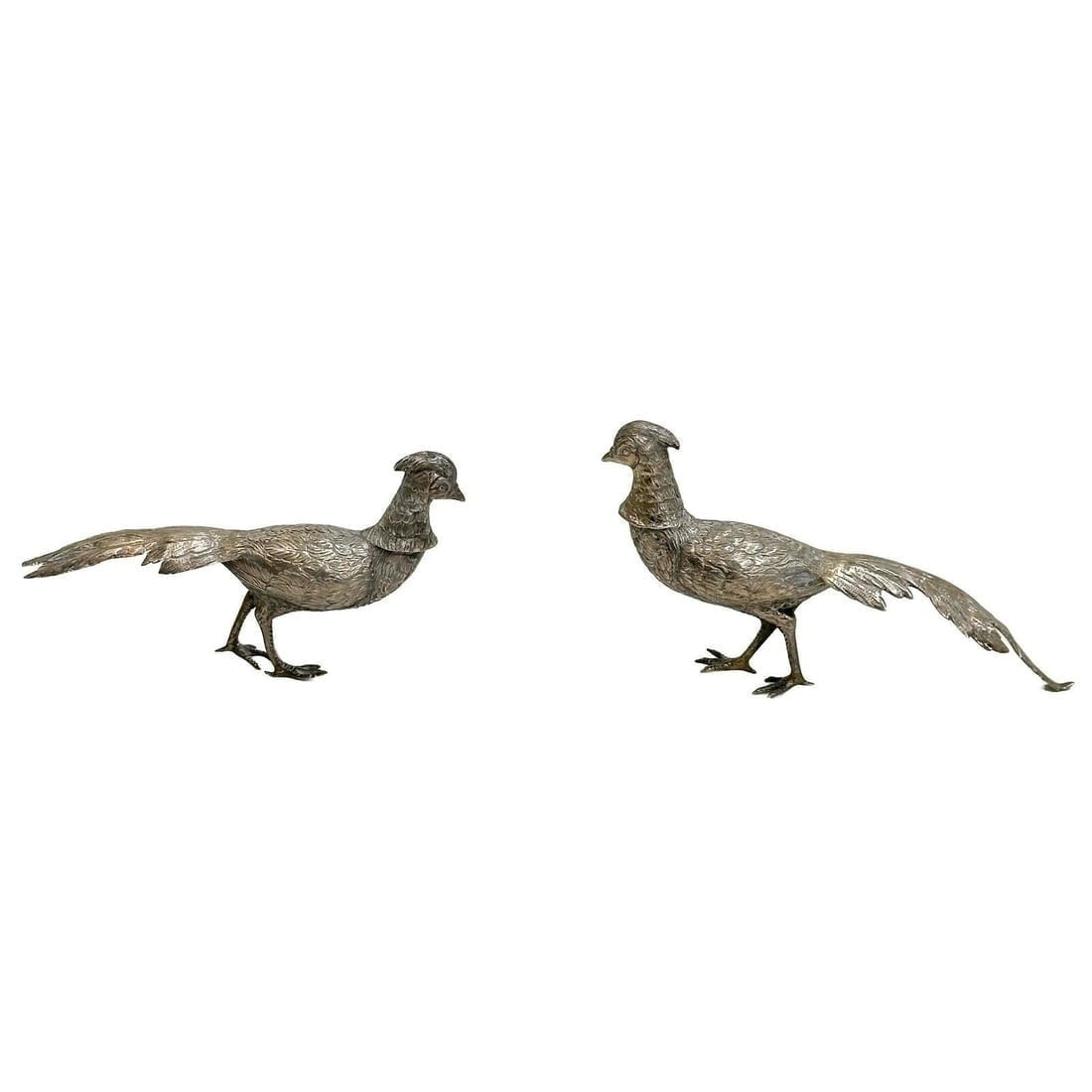 Pair Belgium Solid 835 Silver Pheasant Bird Figurines circa 1950 (1 of 8)