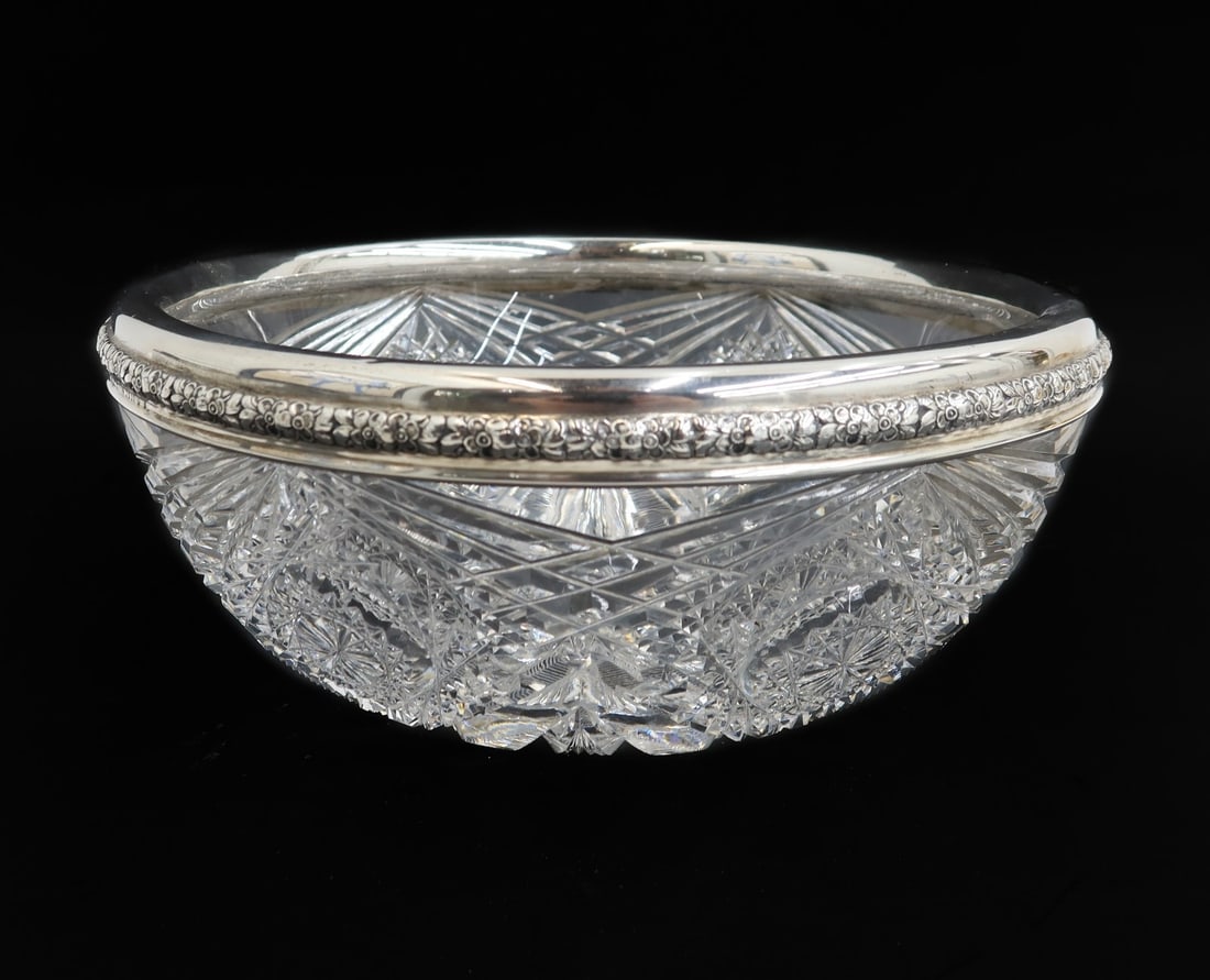 Gorham Sterling Silver and Crystal Cut Glass Bowl #1591D 1904 (1 of 11)