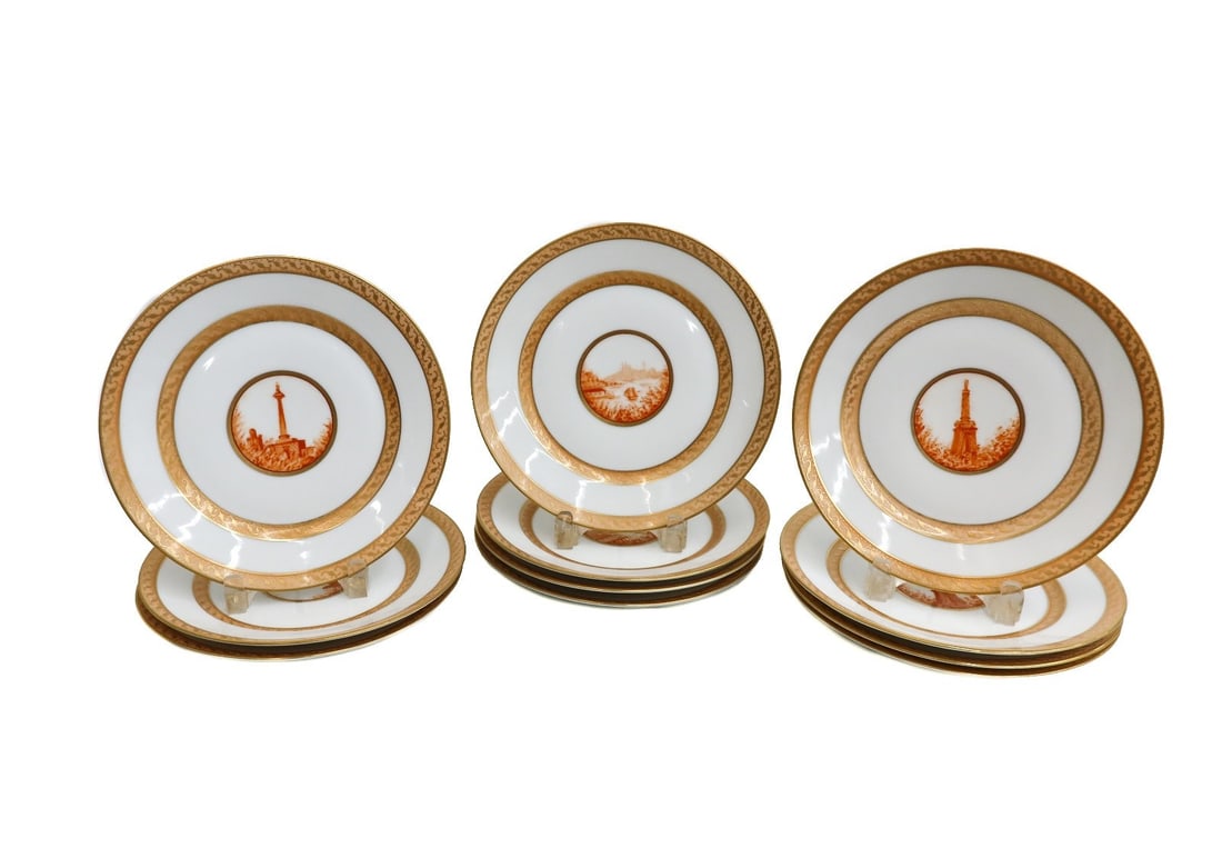 11 American Hand Painted Baltimore Maryland 9.25 inch Plates 19th Century (1 of 9)