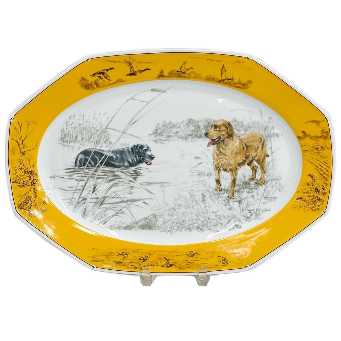 Hermes Chiens Courants & Chiens d'Arret Dogs Porcelain 18.75in Serving Tray (1 of 6)
