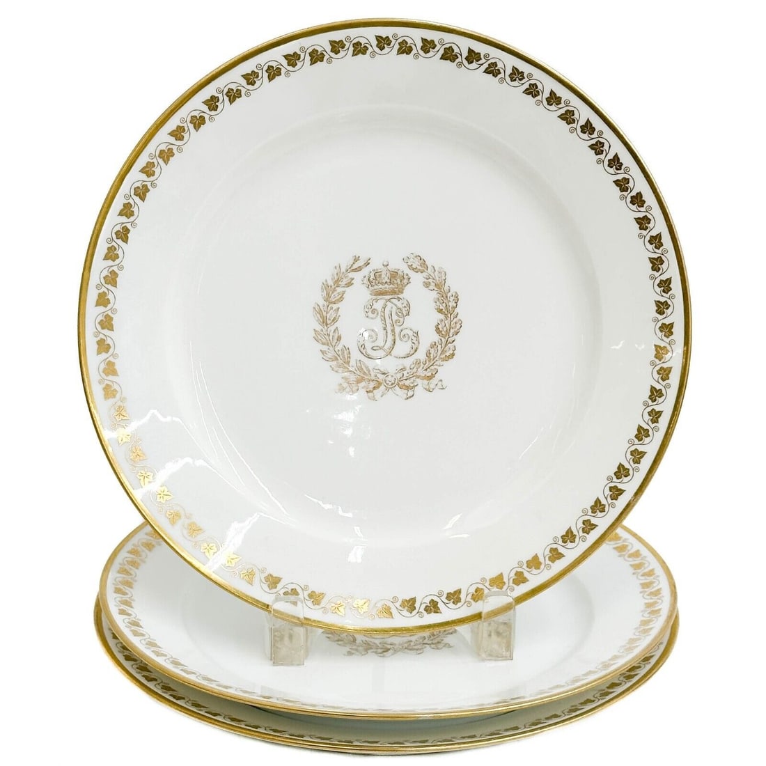 3 Manufacture de Sevres Louis Philippe Chateau de Dreux Gilt Porcelain Plates (1 of 9)