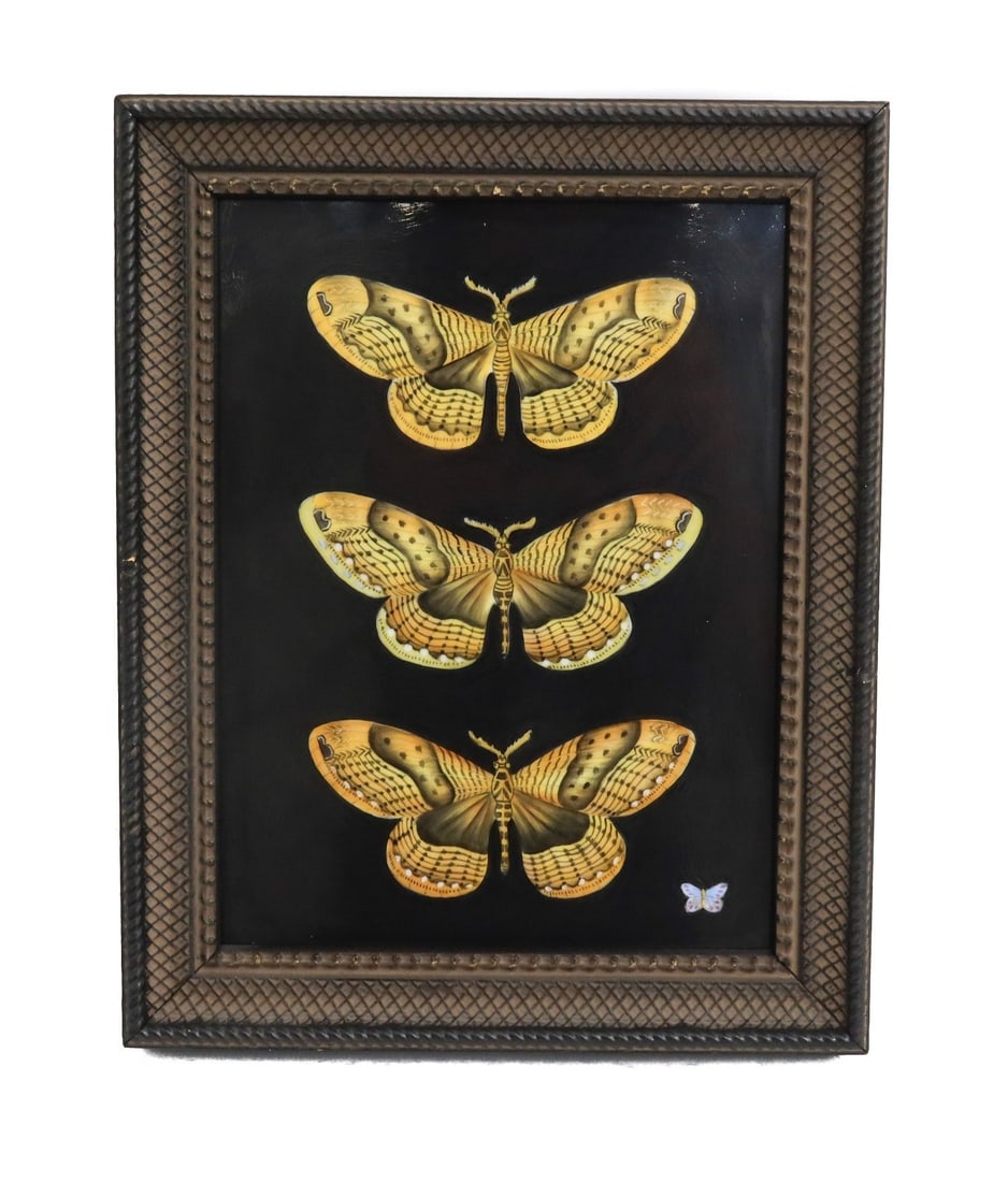 Anna Weatherley Hand Painted Porcelain Yellow Butterfly Plaque Framed Ltd Ed (1 of 10)