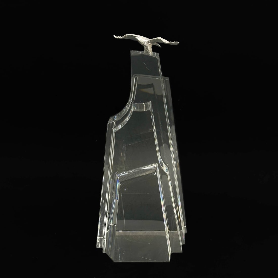 Steuben James Houston Art Glass Sculpture Eagle's Crag Signed Ltd Ed/100: Steuben Art Glass Sculpture "Eagle's Crag" designed by James Houston. Underside marked Steuben and numbered out of 100. Weight: Approx. 8.5 lbs Measurements: Approx. 4.5 inches 4.25 inches x 10.5 inch