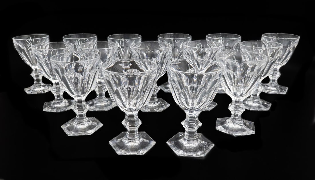 15 Baccarat France White Wine Glass Goblets in Harcourt Versailles Signed (1 of 6)