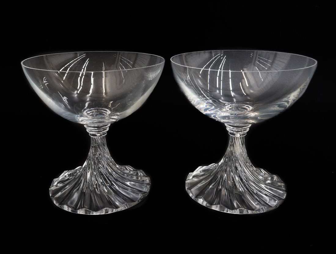 Pair Lalique France Crystal Glass Champagne Saucers in Rambouillet (1 of 5)