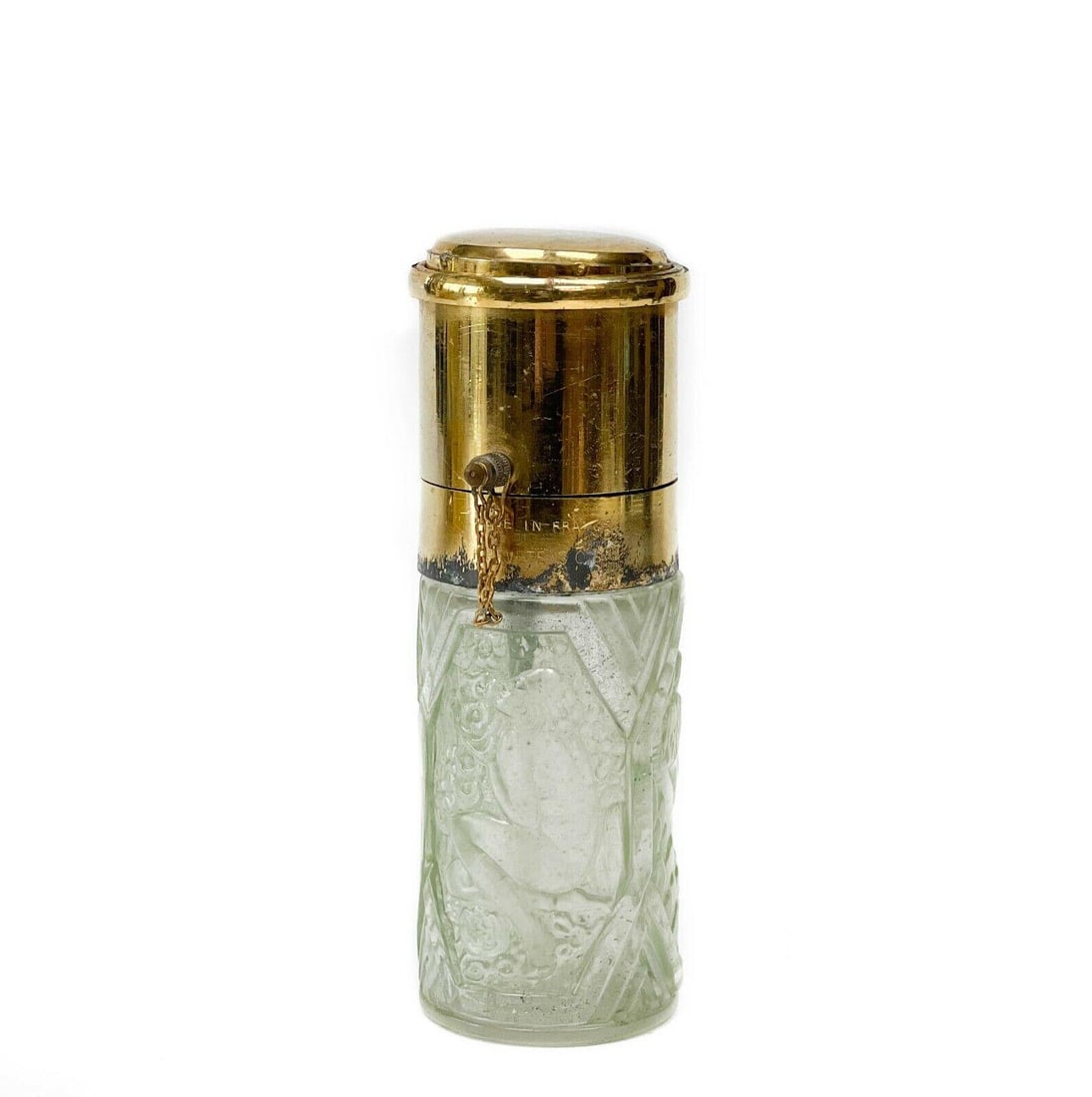 Rene Lalique France Art Deco Green Glass Perfume Atomizer circa 1920 (1 of 7)