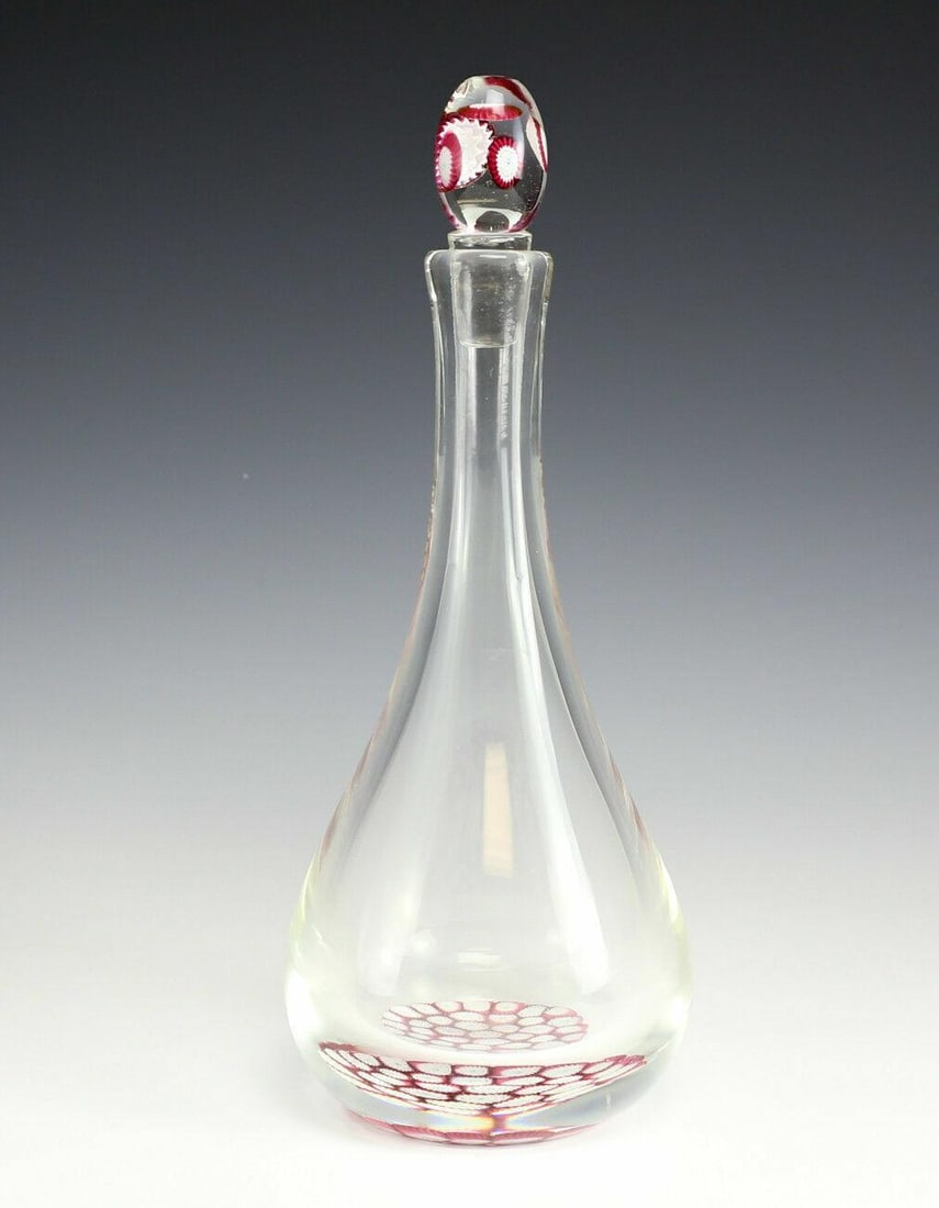 Italian Art Glass Murano Decanter with Millefiori Base and Stopper, Mid Century (1 of 4)