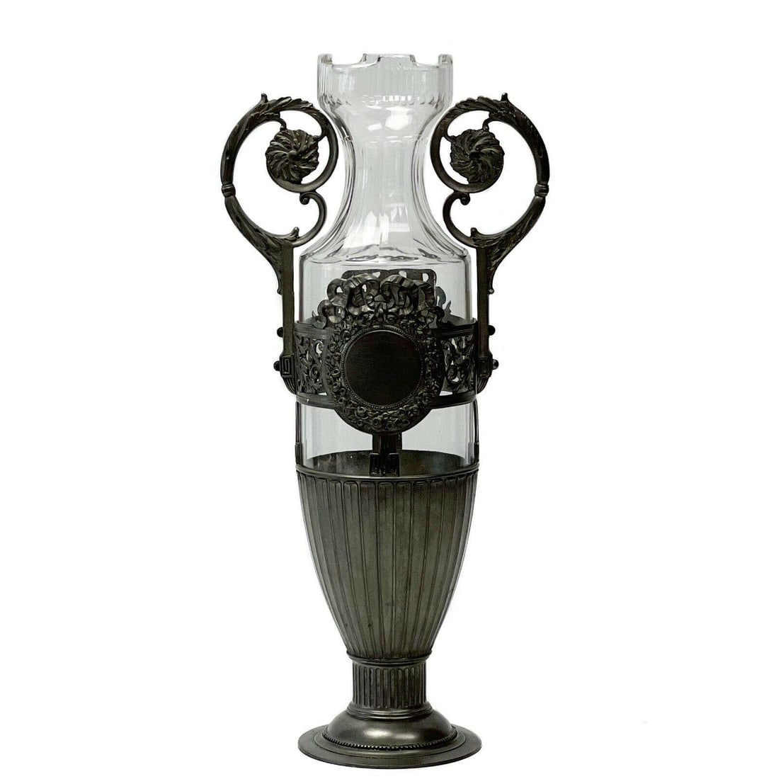 German Metal Mounted Glass Vase 1st Quarter 20th century (1 of 4)