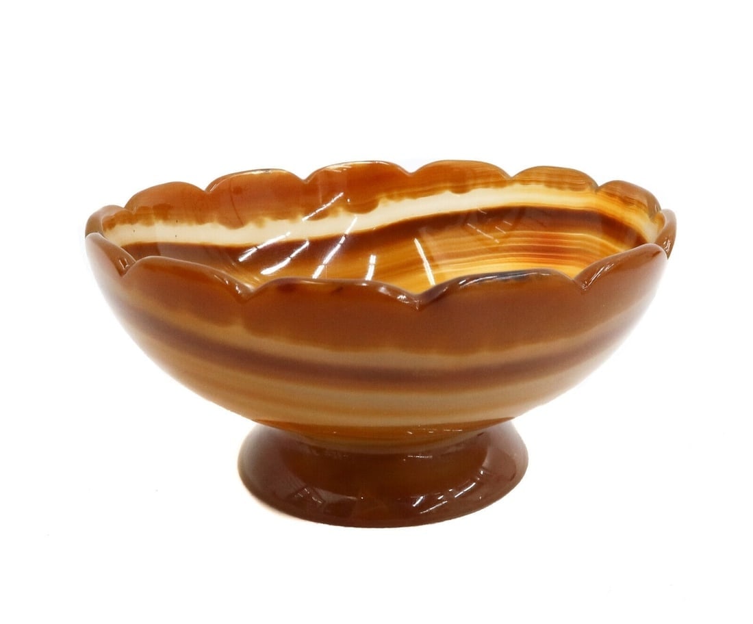 Continental Scallop Agate Footed Bowl, Early 20th Century (1 of 6)
