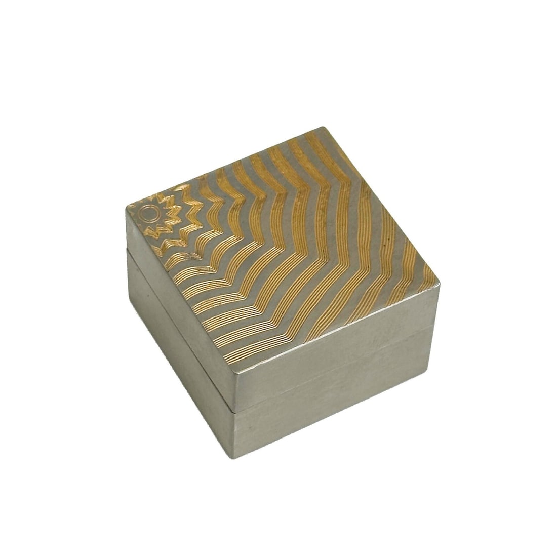 Dale Chase Gilt Steel Metal Small Square Box (1 of 3)