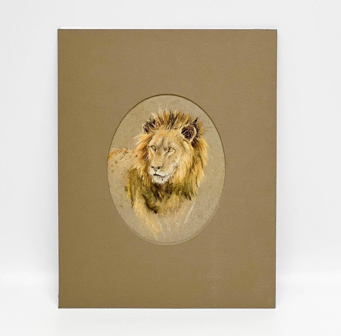 Marguerite Kirmse (American 1885-1954) Pastel Drawing of a Lion Matted (1 of 7)