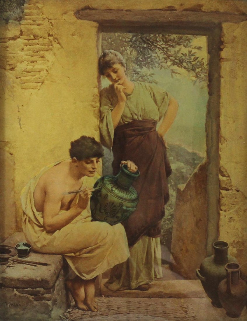 Paul Thumann (German 1834-1908) Crystoleum The Vase Painter c1900 (1 of 6)