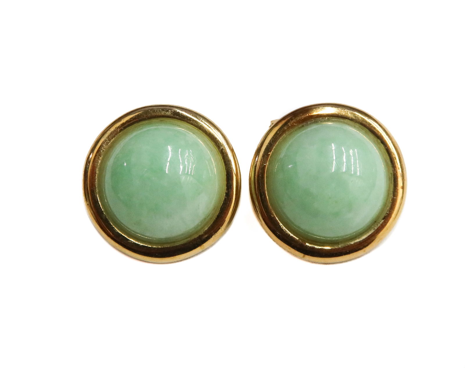 Gump's 14k Yellow Gold and Jade Clip on Earrings (1 of 8)