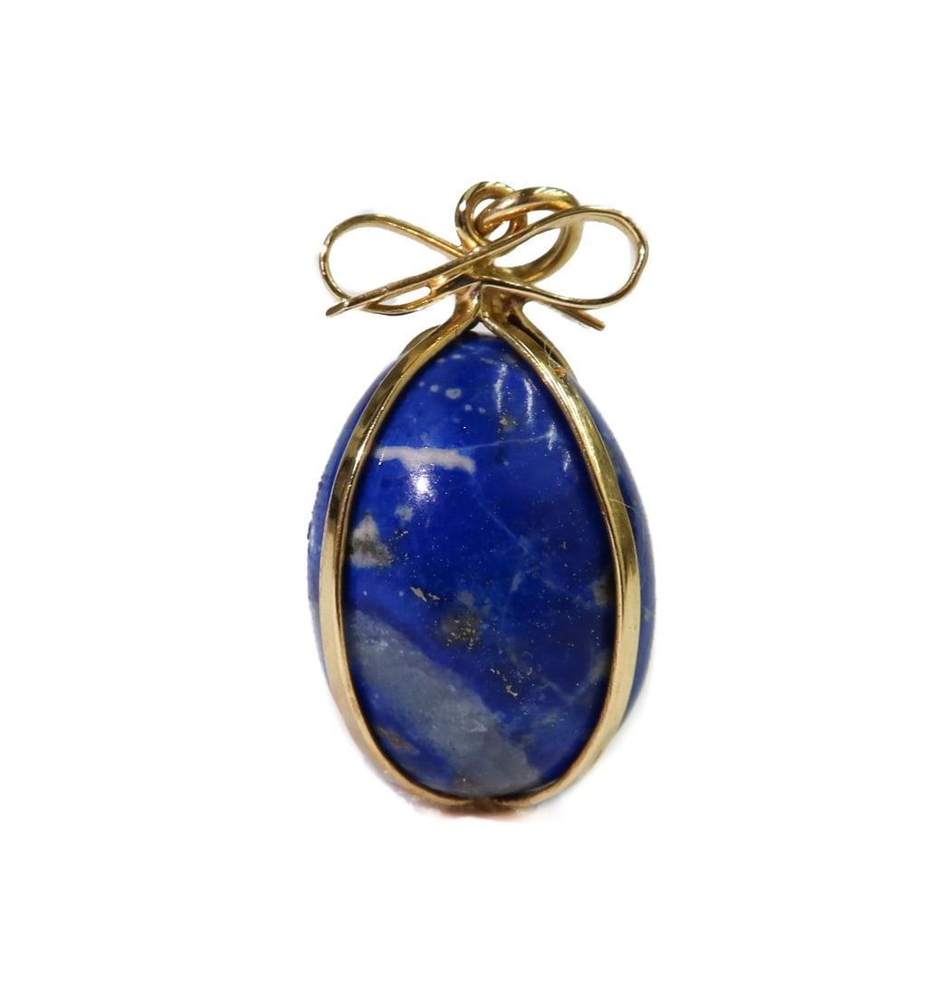 Gump's 18k Yellow Gold and Lapis Lazuli Egg Charm Pendant (1 of 5)