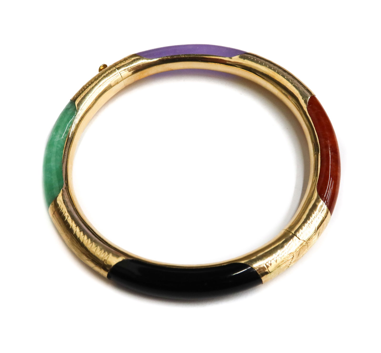 14k Yellow Gold and Multi-Colored Jade Bangle Bracelet (1 of 11)