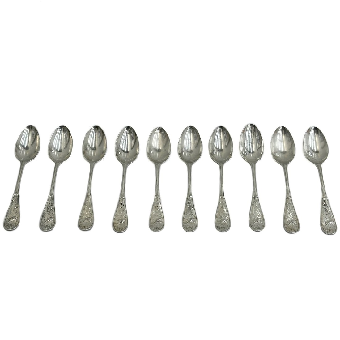 10 Tiffany & Co Sterling Silver Audubon Birds 6 in Teaspoons Monogrammed (1 of 7)
