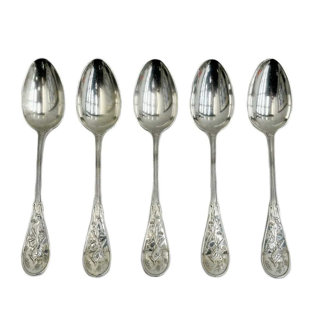 5 Tiffany & Co Sterling Silver Audubon 8.75in Table Serving Spoons Monogrammed (1 of 6)