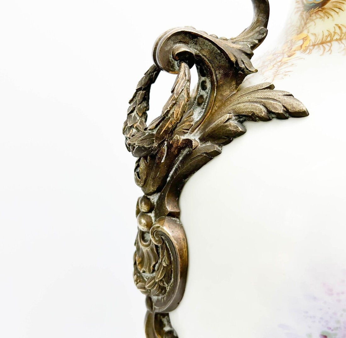 Sevres France Hand Painted Porcelain Bronze Mounted Large Covered Urn - 10