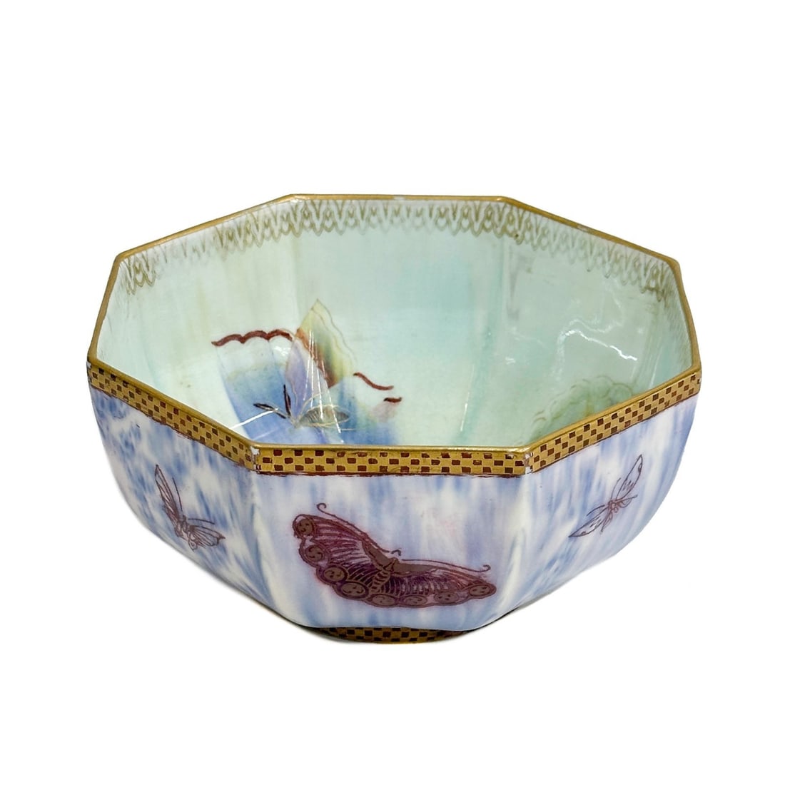 Wedgwood England Porcelain Octagonal Butterfly Lustre Bowl Z4827 c1920 (1 of 8)