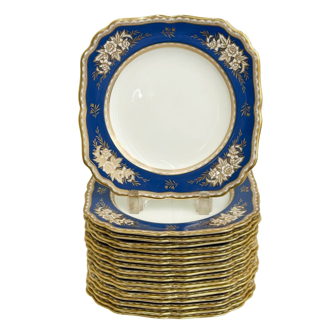 17 Minton England for Tiffany & Co Blue Gilt Square Porcelain Plates 1929 (1 of 8)