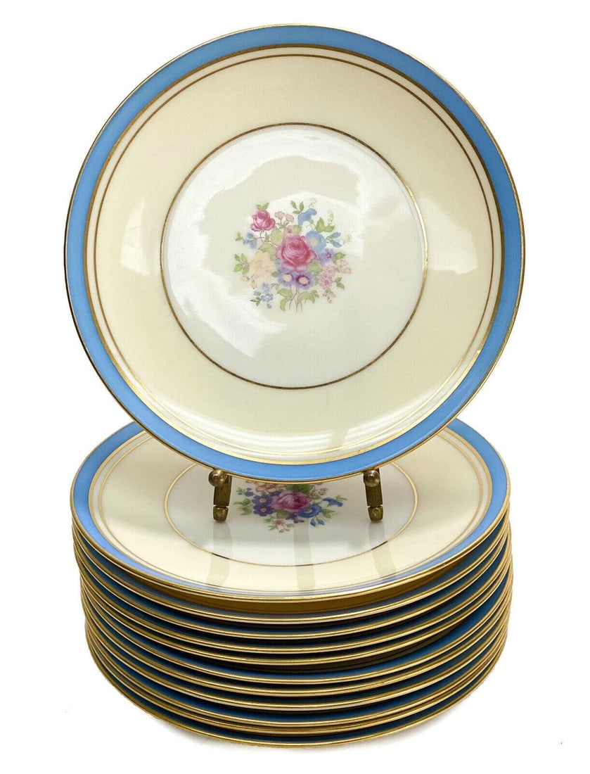 12 Lenox Porcelain 7 inch Dessert Plates, Floral Bouquet , circa 1950 (1 of 4)