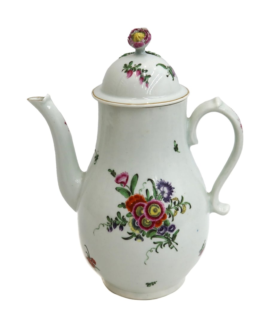 Royal Worcester Dr Wall Period Hand Painted Porcelain Coffee Pot circa 1770 (1 of 7)