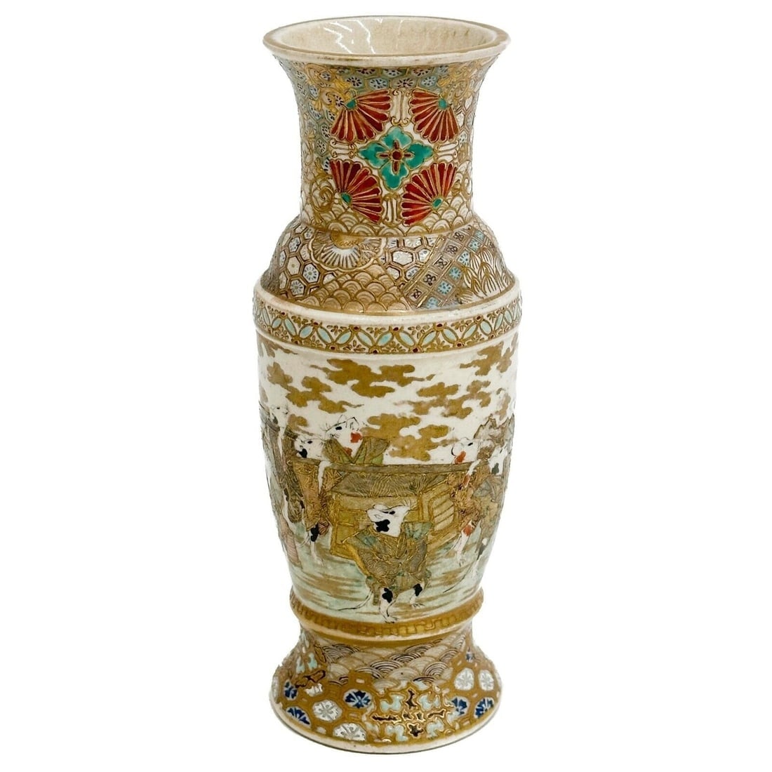 Kinkozan Japanese Satsuma Hand Painted Porcelain Vase Mice Meiji period: Kinkozan Japanese Satsuma Hand Painted Porcelain Vase, Meiji period. Hand painted scene with anthropomorphically modelled mice or rats in traditional Japanese garments, signed Kinkozan ??? to the side