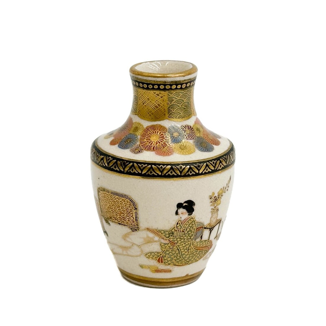 Genzan Japanese Satsuma Hand Painted Miniature Porcelain Vase (1 of 6)