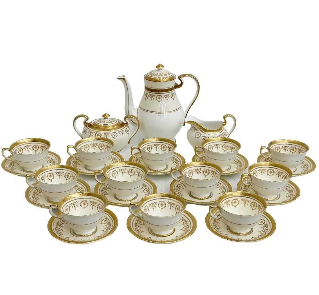 Aynsley England Porcelain Tea Service for 12 #7892 in Gold Dowery (1 of 5)
