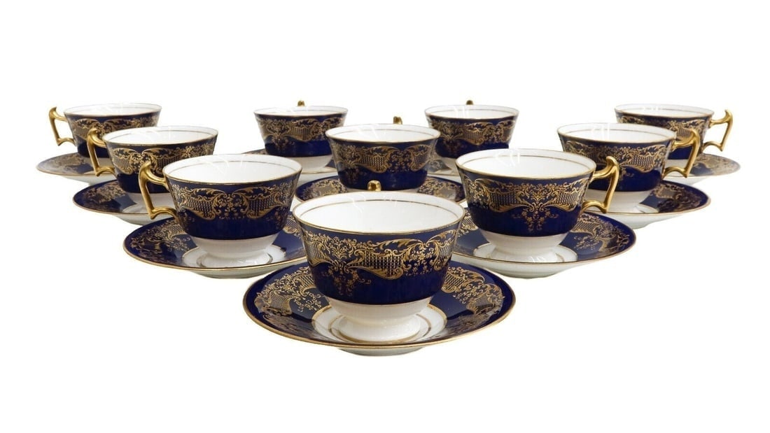 10 Royal Doulton England for Ovington Bros. Porcelain Cup and Saucers c1910 (1 of 10)