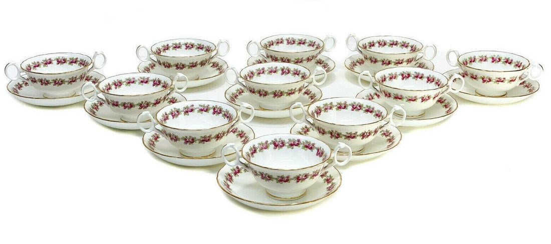 11 Cauldon Porcelain Bouillon Bowls & Underplates (1 of 6)