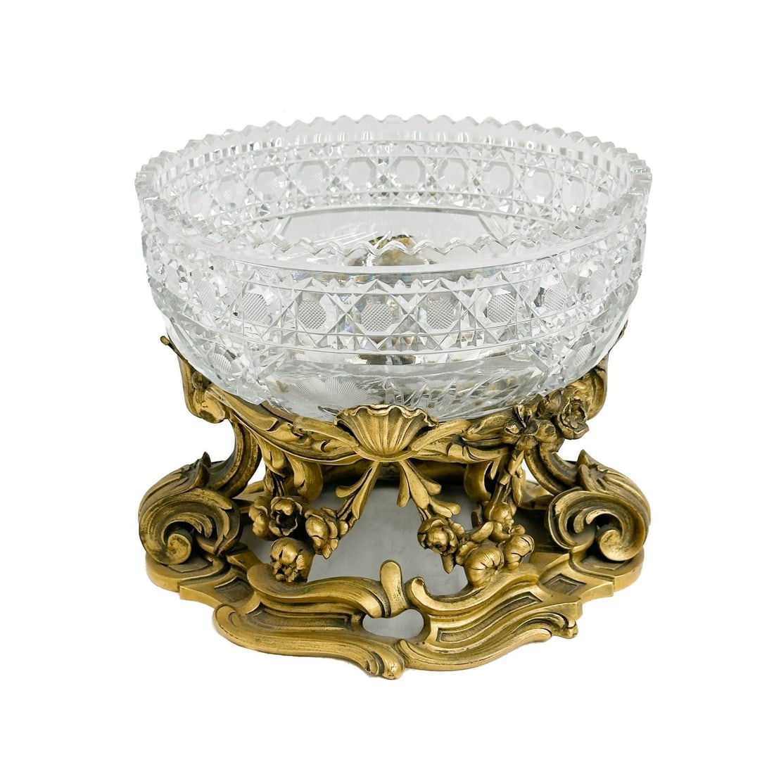 French Gilt Bronze and Cut Glass Centerpiece Bowl 19th century (1 of 8)