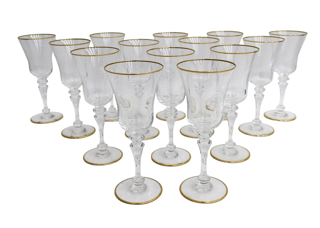 14 Baccarat France Crystal Glass Tall Water Goblets in Vienne Signed (1 of 8)