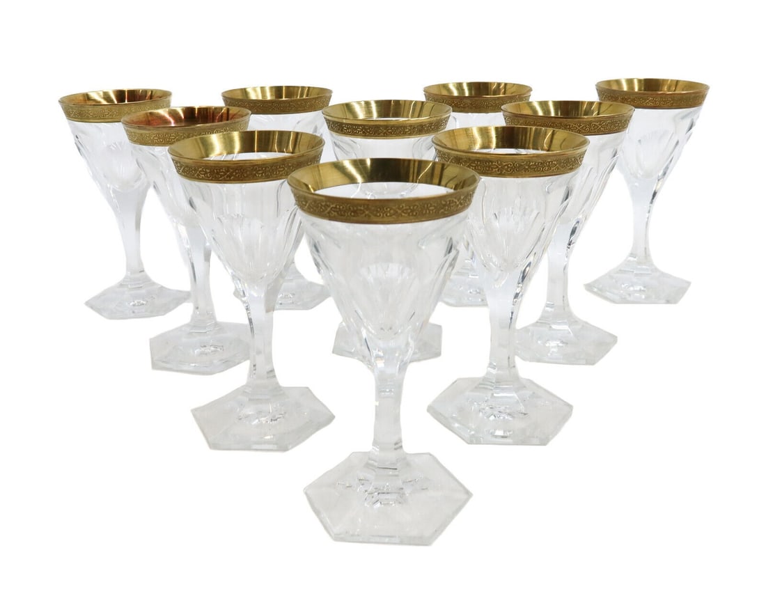 10 Moser Czech Cut Crystal Glass Cordial Wine Goblets in Adela Melikoff Signed (1 of 6)