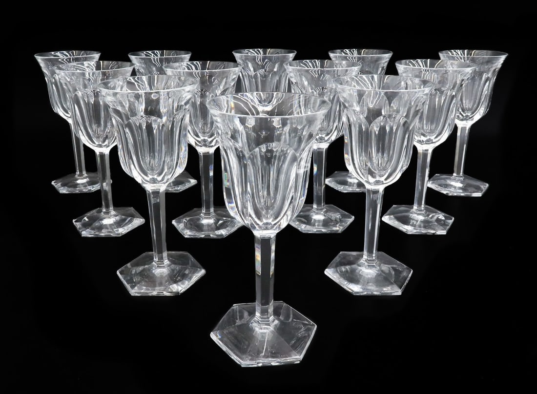 12 Baccarat France Cut Glass Port Wine Goblets in Malmaison Signed (1 of 6)