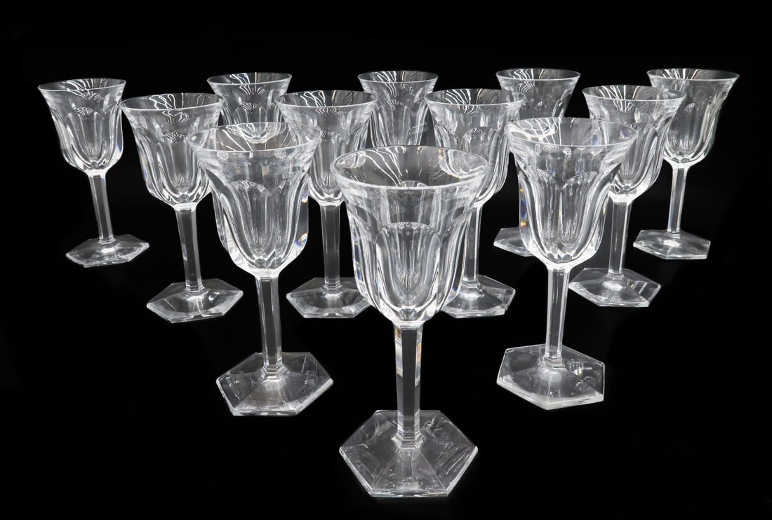 12 Baccarat France Cut Glass Port Wine Goblets in Malmaison Signed (1 of 5)