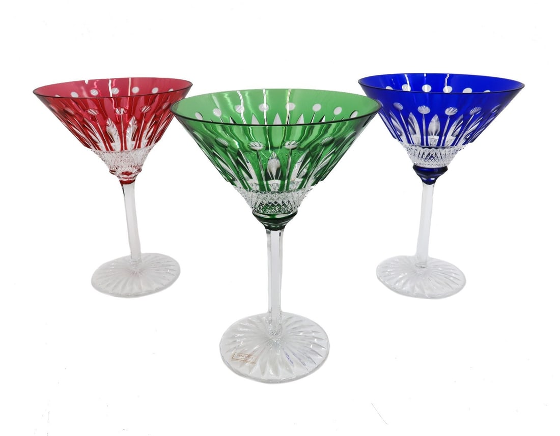 3 Saint (St.) Louis Multi-Colored Martini Goblets in Tommy Signed (1 of 8)