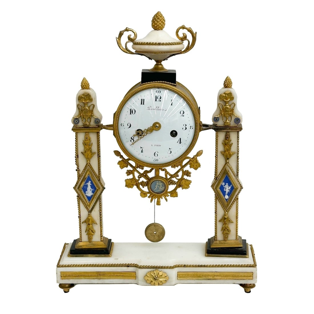 Devillaine a Paris French Gilt Bronze Mantel Clock Wedgwood Blue Jasper Accents (1 of 9)
