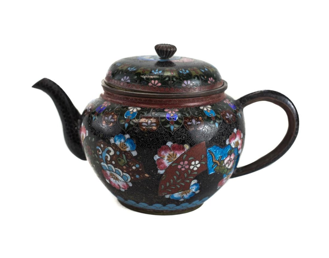 Japanese Cloisonne Enamel and Gold Stone Flakes Teapot, 19th Century (1 of 5)