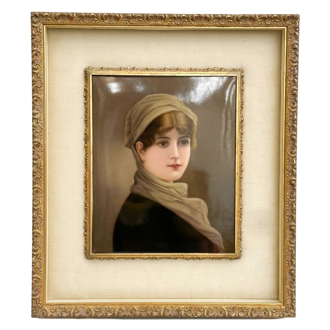 KPM Berlin Hand Painted Porcelain Portrait Plaque Framed 19th cen (1 of 6)