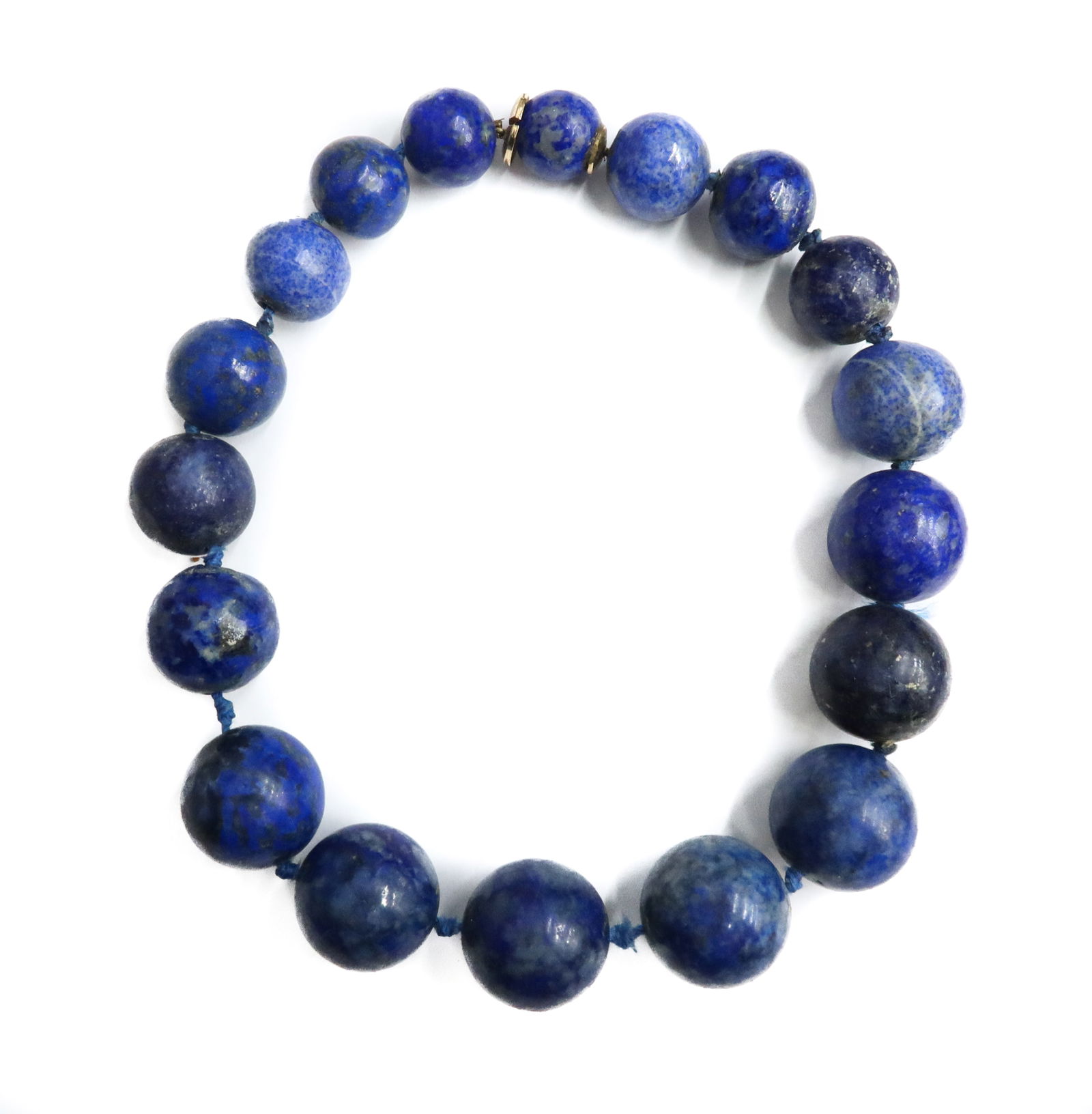 14k Yellow Gold Graduated Lapis Lazuli Beaded Necklace (1 of 7)
