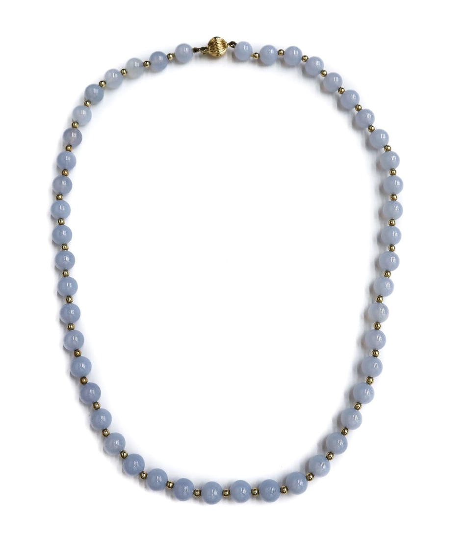 14k Yellow Gold and Blue Chalcedony Single Strand Necklace (1 of 8)