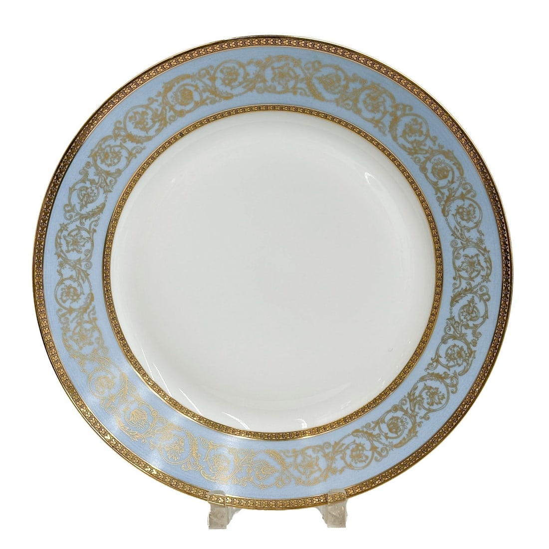 Ch Field Haviland Limoges France Porcelain Round Platter Dish Edith Blue c1920: Charles Field Haviland Limoges France Porcelain Round Platter or Dish in Edith Blue, circa 1920. A blue ground to the edge with gilt accents. Underside marked for Ch Field Haviland Limoges France. Wei