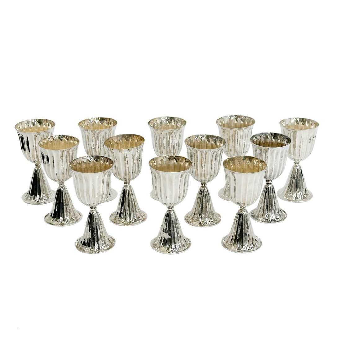 12 Buccellati Italy Sterling Silver Hand Hammered Goblets c1960 (1 of 7)