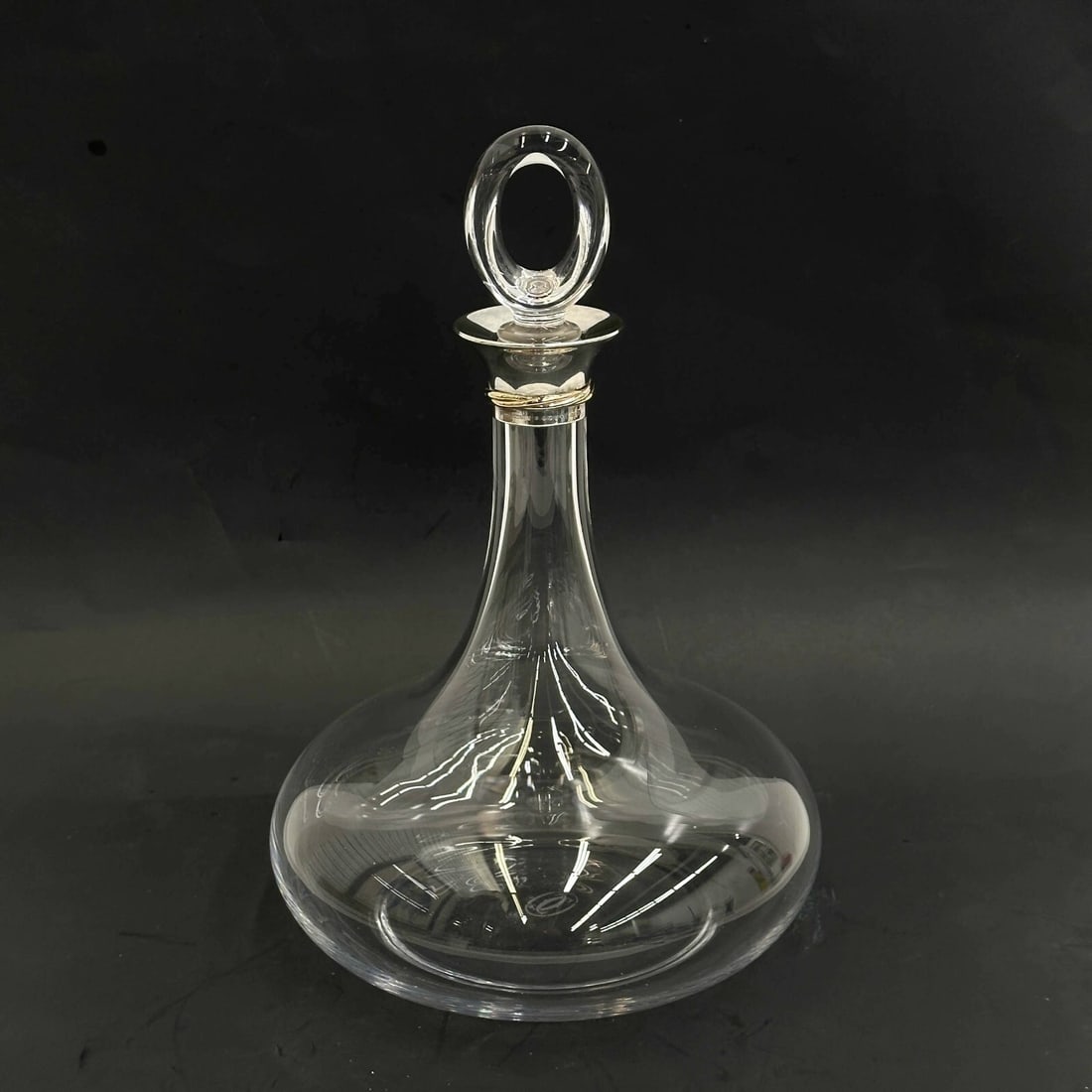Cartier Sterling Silver Mounted Glass Decanter in Trinity with Box - 2