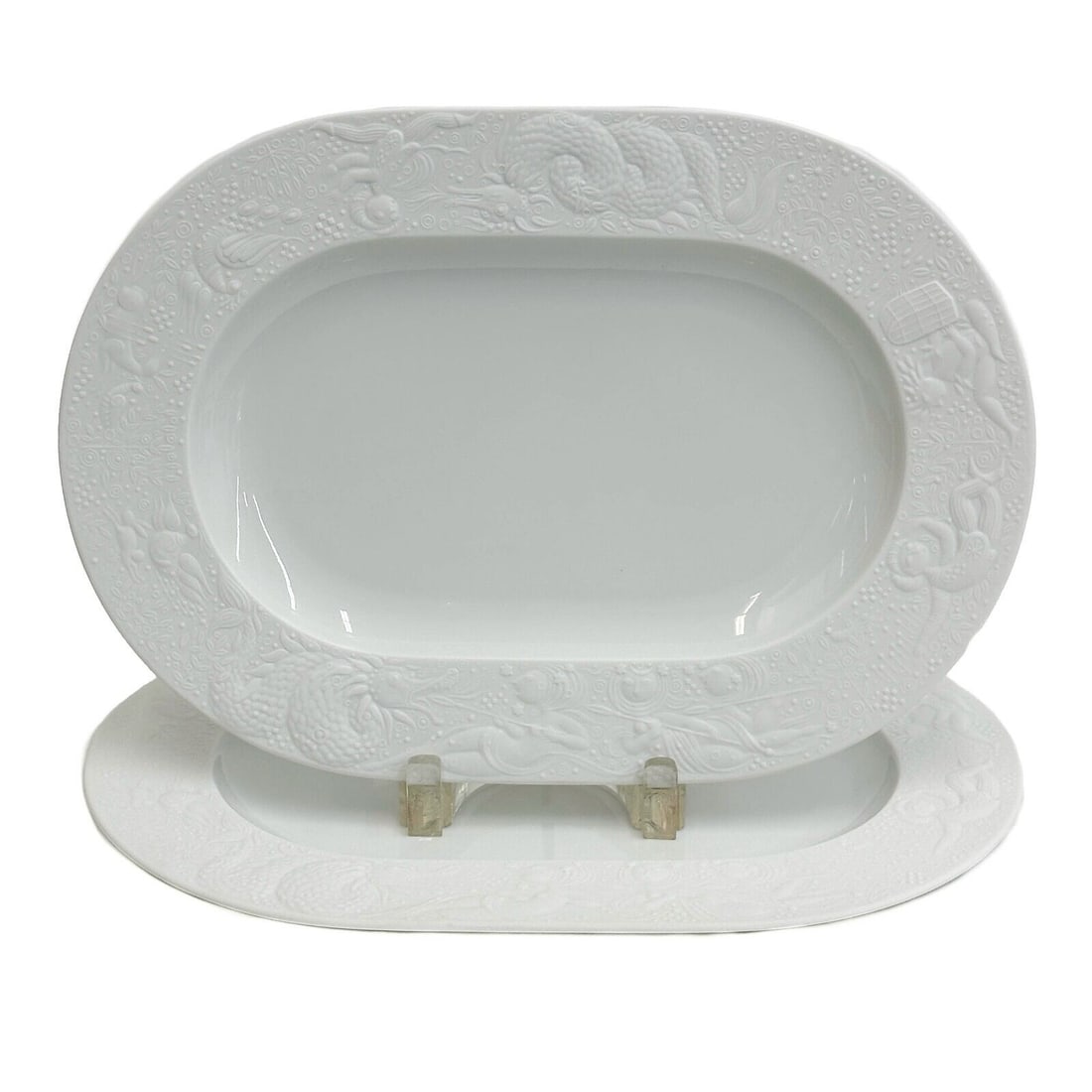 Pair Rosenthal Germany Porcelain 13 inch Oval Serving Platters Magic Flute White (1 of 4)