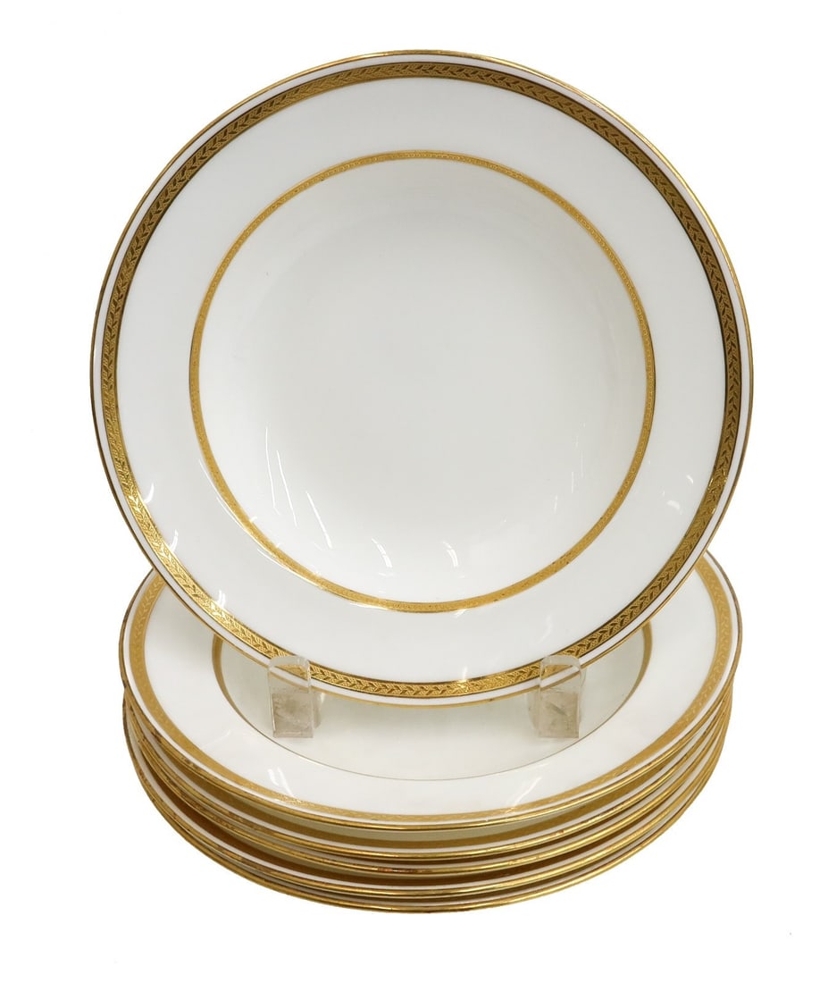 6 Minton England for Tiffany & Co Porcelain Gilt 7.75 inch Soup Bowls circa 1910 (1 of 5)
