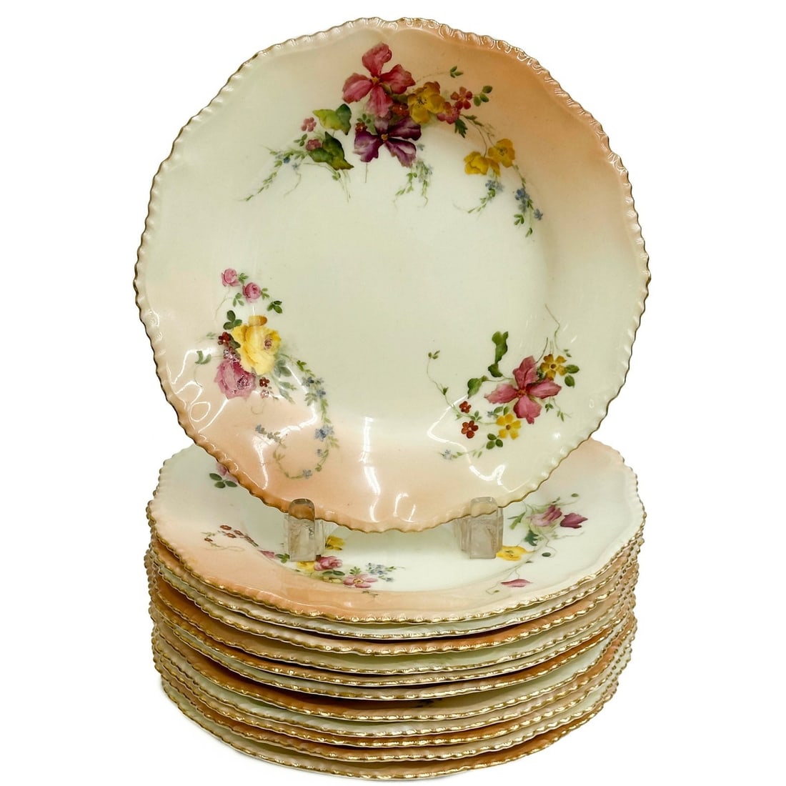 12 Royal Worcester England Hand Painted Floral Porcelain Plates 1904 (1 of 7)