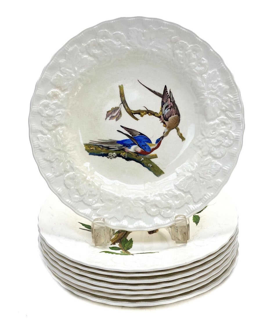 8 Alfred Makin England Porcelain Dessert Plates Reproduction of Birds of America (1 of 5)